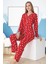 Anne Kız Pijama Takımı Beyaz Kalp Desenli Kırmızı 6