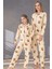 Anne Kız Kombini Ayıcık Desenli Gömlek Yaka Pijama Takımı 1