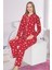 Anne Kız Kırmızı Pijama Takımı - Kar Temalı 2