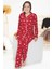 Anne Kız Kırmızı Pijama Takımı - Kar Temalı 3