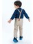 Gömlekli Alttan Çıtçıtlı Gabardin Pantolonlu Pamuklu Bebek Takım MNK0294 4