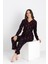Anne Kız Kırmızı Kalp Desenli Süet Pijama Takımı 2