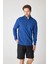 Erkek Dik Yaka Fermuarlı Sweatshirt - Indigo 1