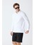 Erkek Polo Yaka Uzun Kollu Sweatshirt - Beyaz 6
