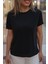 Kadın Yuvarlak Yaka Kol Etek Lazer Kesim Modal T-Shirt 1