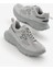 Unisex Açık Gri Yüksek Faylon Taban Nefes Alabilen Kumaş Bağcıklı Spor Ayakkabı 1
