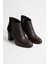 Kadın Hakiki Deri Arkası Süet Detaylı Topuklu Bot - Kahve 4