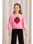 Kız Çocuk Bisiklet Yaka Uzun Kollu Pembe Çilek Desenli Rahat Kalıp Sweatshirt - Kız Çocuk Sweatshirt 4