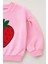 Kız Çocuk Bisiklet Yaka Uzun Kollu Pembe Çilek Desenli Rahat Kalıp Sweatshirt - Kız Çocuk Sweatshirt 5