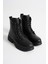 Kadın Hakiki Deri Bağcıklı Fermuarlı Rahat Postal Bot - Siyah 4
