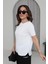 Kadın Yuvarlak Yaka Kol Etek Lazer Kesim Modal T-Shirt 1