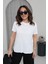 Kadın Yuvarlak Yaka Kol Etek Lazer Kesim Modal T-Shirt 5