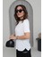 Kadın Yuvarlak Yaka Kol Etek Lazer Kesim Modal T-Shirt 6