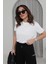 Kadın Yuvarlak Yaka Kol Etek Lazer Kesim Modal T-Shirt 7