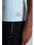Saf Pamuk Bisiklet Yaka Mavi Basic T-Shirt 4
