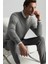 Merino Yün Ipek Karışım Örgü Desen Bisiklet Yaka Açık Gri Triko 4
