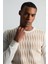 Merino Yün Şerit Desenli Ekru Bisiklet Yaka Triko 3