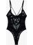 Derin V Yaka Ince Askılı Transparan Dantelli Bodysuit 2