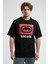 Ithaca Siyah Bisiklet Yaka Nakışlı Oversize Erkek Tshirt 1