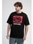 Ithaca Siyah Bisiklet Yaka Nakışlı Oversize Erkek Tshirt 3
