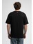 Ithaca Siyah Bisiklet Yaka Nakışlı Oversize Erkek Tshirt 4