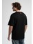 Ithaca Siyah Bisiklet Yaka Nakışlı Oversize Erkek Tshirt 5