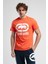 Marc Turuncu Bisiklet Yaka Baskılı Standard Fit Erkek Tshirt 4