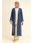 42877 Içi Bluz Sıfır Kol Üst Kimono Yankarın Yırtmaçlı Baskı Detayylı Pantolon Beli Lastikli Üçlü Spor Takım #02-25# 1
