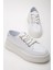 Kadın Beyaz Poli Taban Keten Halat Bağcıklı Spor Ayakkabı 1