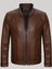 Hakiki Kuzu Derisi Kahverengi Erkek Deri Mont Düz Kesim 2 Cepli Deri Ceket 1
