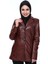 Hakiki Kuzu Derisi Bordo Önden Düğmeli Kadın Ceket 1