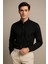 Erkek Siyah Oxford Düğmeli Yaka Pamuk Likra Slim Fit Casual Cepsiz Gömlek 1