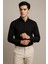 Erkek Siyah Oxford Düğmeli Yaka Pamuk Likra Slim Fit Casual Cepsiz Gömlek 3