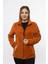 Kadın Önü Fermuarlı Kışlık Tarçın Renk Polar Ceket 5