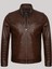 Hakiki Kuzu Derisi Kahverengi Erkek Deri Mont Kolları Işlemeli Deri Ceket 1
