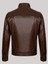 Hakiki Kuzu Derisi Kahverengi Erkek Deri Mont Kolları Işlemeli Deri Ceket 2