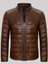 Hakiki Kuzu Derisi Kahverengi Erkek Deri Mont Şişme 2 Cepli Deri Ceket 1
