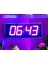 Wifi Senkronize Dijital LED Duvar ve Masa Saati – Otomatik Internet Saat Ayarlı, Mor Led, 16X40 cm 2
