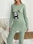 Mint Panda Nakışlı Bisiklet Yaka Boru Paça Fitilli Kaşkorse Ikili Takım 1