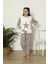 Kız Çocuk Beyaz Peluş Alt Yıldızlı Yumoş Kışık Sıcak Tutan Kumaş Pijama Takımı 1