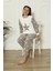 Kız Çocuk Beyaz Peluş Alt Yıldızlı Yumoş Kışık Sıcak Tutan Kumaş Pijama Takımı 4