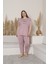 Büyük Beden Likralı Ring Viskon Kısa Kol Yazlık Pijama Takım 4