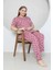 Büyük Beden Pudra Küçük Kalp Desenli Pijama Takım 2
