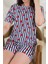 Yazlık Desenli Loose Crop Şortlu Pijama Takım 1