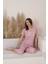 Penye O Yaka Kısa Kol Kadın Regular Pijama Takım %100 Pamuk Manşetli Paça 3