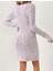 Pembe Uzun Kollu Örme Kısa Elbise 5