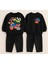 Erkek Çocuk Siyah Renk Araba Baskılı Sırt Detaylı Sweatshirt Kareli Jogger Eşofman Alt Üst Takım 1