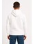 Erkek Üç Iplik Kapüşonlu Kanguru Cepli Sweatshirt Hoodie - Beyaz 2