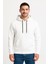 Erkek Üç Iplik Kapüşonlu Kanguru Cepli Sweatshirt Hoodie - Beyaz 6