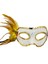 Altın Renk Yandan Tüylü Pul Payet Işlemeli Parti Maskesi 23X12 cm (4915) 1